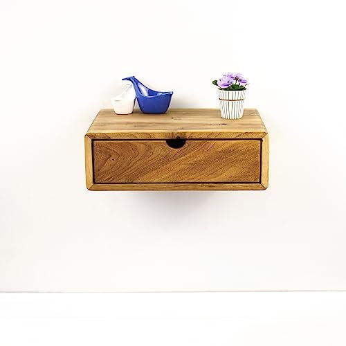 Ultimate Premium Products Mesita de noche de nogal: calidez y solidez | Acabado lacado de nogal mate | Amplio cajón de almacenamiento | Ideal para estilos de decoración clásicos | Pequeña