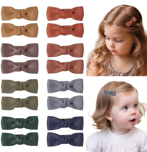 EleMirsa 16 pinzas para el pelo para bebés y niñas, pequeños pasadores de moño para bebé, clips de cocodrilo totalmente forrados, accesorios para el cabello para niños pequeños y niñas