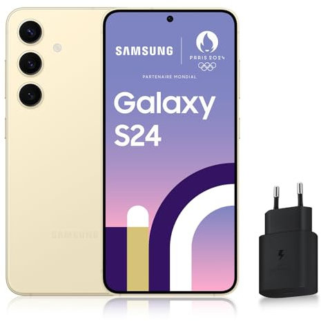 Samsung Galaxy S24, Smartphone Android 5G, 256 GB, caricatore di rete rapida 25 W incluso [Esclusiva Amazon], Smartphone sbloccato, Crema, Versione FR