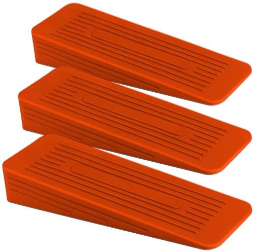 AFFIXERS Butée de porte | Butées de porte en caoutchouc antidérapantes, durables et robustes | Idéal pour tous les types de surfaces | Cales de porte d'intérieur (orange, lot de 3)