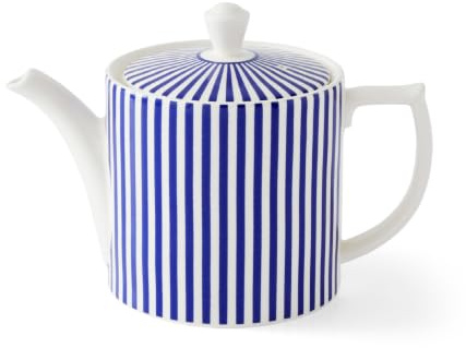 Spode x Steccato Teapot (1.1L) – Blue & White Striped Earthenware Teapot for Tea Service, Contemporary Tableware Made in England | Microwave, Dishwasher, Freezer & Oven Safe - Generous Capacity for Everyday Tea Rituals & Brunch Serving