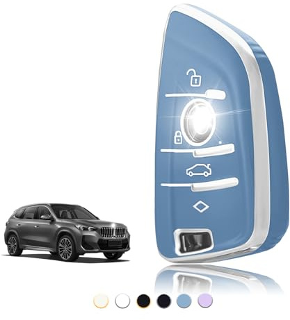 TOOMUME Funda Llave TPU, Carcasa Llave Apto para BMW Serie 1/2/3/4/5 X1 X2 X3 X4 X5 X6 F15 F16 F25 F44 F45 F48 F49 F85 F86 E30 E46 G30 G31 M3 M4 Z4 520 530, Cubierta Llaves Coche Mando - Smart Key
