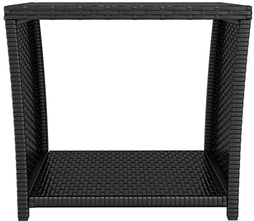 Tidyard Sofa Jardin Exterior,Muebles de Jardín Exterior,Sofás Patio,Sofas Exterior Ratan,Conjunto Jardin para Jardín Terraza Patio - Mesita de ratán sintético Negro y Superficie de Vidrio Templado