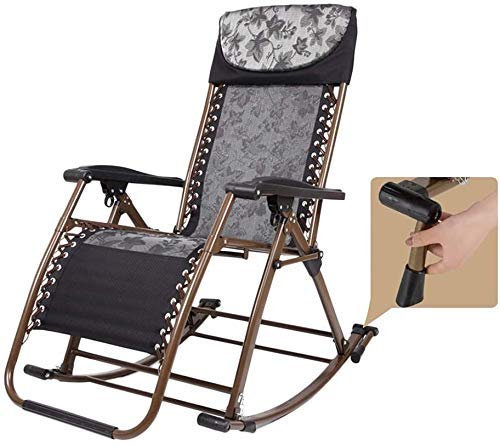 ZURBAQD Sonnenliege Zero Gravity Übergroßer Stuhl Garten Klappstuhl Outdoor Home Lounge Schaukelstuhl Strand Camping Tragbarer Stuhl Unterstützung 200 kg Schwarz, Ohne Warm as Ever