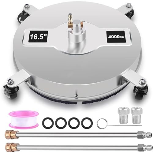 16,5 Zoll Flächenreiniger für Hochdruckreiniger, Edelstahl Oberflächenreiniger für Karcher K1 -K7 Hochdruckreiniger, mit 4 Rädern, 2 Verlängerungsstangen, 5000 PSI, für Einfahrten, Terrassen, Deck