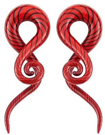Longbeauty Lot de 1 paire de pinces à spirale en verre pour écarteurs d'oreilles - 5 mm - 12 mm, 10 mm, Verre