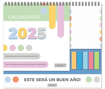 Calendario 2025 verticale con stecca per appunti e bandierine, INGRAF