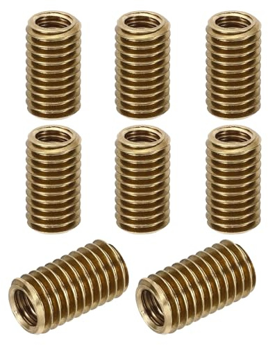 PATIKIL 8 Stück Gewindeeinsatz M8 auf M6 x 14mm, EinschraubmutteM8 M6 Messing Gewindehülse, Adapter für Schraubverbindungen, gewindeadapter m8 auf m6 Adapter Reparatur, Gold