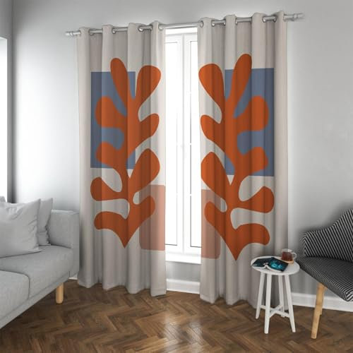 YUNART Matisse Bunte abstrakte Print Verdunkelungsvorhänge Moderne minimalistische Ästhetik Weiche Mikrofaser Wärmeisolierte Vorhänge 2 Panel Set 2X W107xL183cm