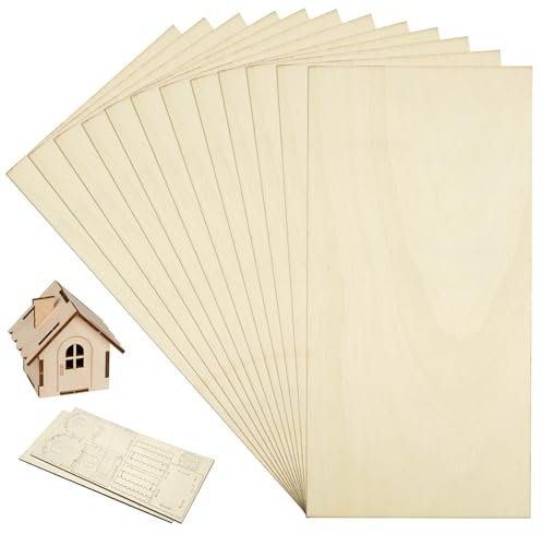 Lot de 12 Contreplaqué 200 * 100 * 1 mm Feuilles de Tilleul, Bois Minces, Panneaux de Bois pour Bricolage, Modélisme, Peintures, Pyrogravure, Feuilles de Contreplaqué Non Fini pour Projets Créatifs