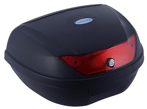 Oxford 52L Motorcycle Top Box OL209 | Large Capacity Waterproof Helmet Box with Secure Lock | Universal Fit for Motorbike, Scooter, ATV, Quad | Durable Black Luggage Storage with Reflector