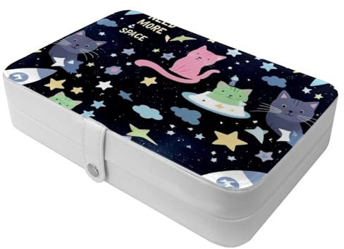 Niedliche Tiere-1219 Reise-Schmuckschatulle – Ihre tragbare Schatztruhe für Ringe, Ohrringe, Halsketten. Tolles Geschenk für Frauen, die gerne reisen, große Organizer-Hülle, 1 Packung