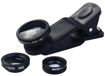 Weppduk Accessoires pour lentilles de téléphone,Objectif de caméra de téléphone 3 en 1 - Objectif Fisheye 180 ° + Objectif Macro 10X + Objectif Grand Angle 0,67X, kit d'objectif pour téléphone