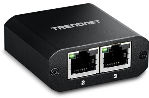 TRENDnet Splitter Gigabit a 2 porte con alimentazione USB tipo C, TEG-102S, divide una connessione di rete in due, cavo di alimentazione USB tipo C incluso, conforme NDAA e TAA
