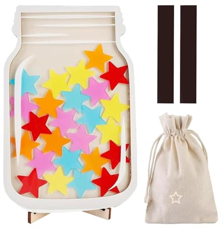 Uoqpty Magnetisches Belohnungsglas, Belohnungsglas mit Sternen, Belohnungsgläser und Spielsteine, Belohnungsgläser, Klassenbelohnungsglas, magnetische Belohnungstafel für Kinder, Belohnungsglas für
