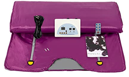 Infraröd bastufilt, 650 W fjärr-infraröd bastu 180 x 80 cm filt bastusäck kroppsformande filt, 2-zonsstyrenhet professionell detoxterapi anti-aging skönhetsmaskin för användning i skönhetssalong