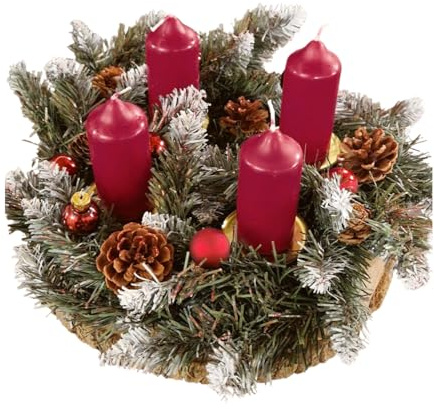 Adventskranz auf Holz Adventsgesteck auf Baumscheibe Weihnachtsdeko