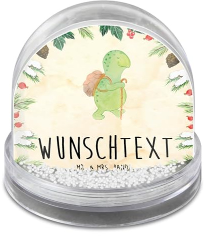 Mr. & Mrs. Panda Schneekugel personalisiert Schildkröte Wanderer - Personalisierte Geschenke, Personalisierbare, mutig, Selbst Gestalten, Mit Namen, Schildkröten, Individuelle, Rucksack, Motivation