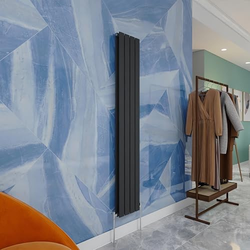 Central Heating Radiator,1600x272mm Anthracite Vertical Flat Double Panel Column Energy-efficient for Morden Multi-Scene