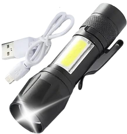 Yonuaret Illuminazione Torce LED, Torcia tascabile ricaricabile | Torcia portatile a LED ad alto lume, da campeggio regolabili con luce flash ricaricabile per campeggio e pesca