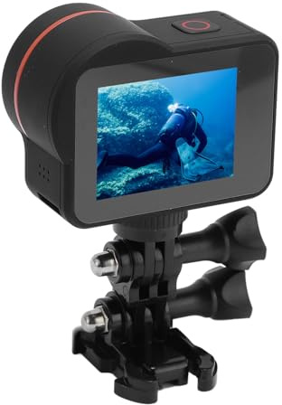 Jectse 5K 30FSP 20MP Actionkamera, 145 ° Weitwinkel 5 Meter Wasserfestkamera, 1050 MAh Stabilisator Unterwasserkamera mit Helm und Fahrrädern Mount, Zum Radfahren, Schwimmen und Tauchen