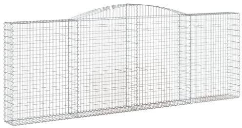 Recinzione per gabbioni con arco alto, 400 x 30 x 140/160 cm, in ferro zincato, durevole per la cura del giardino e la limitazione del terreno