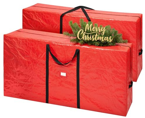 SONGMICS Borsa per Albero di Natale, Custodia per Albero Smontabile fino a 274 cm, Cuciture Interne Rinforzate, Maniglie Lunghe, con Cerniera, PE, Rosso RXS006R01