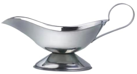 Premium Silver Gravy Boat - 17.6x9.5cm Perfect for Thickened Sauces Steak & Salad Dressings - Elegant Serving Jug for Family Gatherings & Entertaining