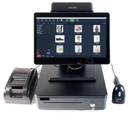 Système de Point de Vente 14 Pouces I3 I5 10 Caisse enregistreuse à écran Tactile avec imprimante Thermique Terminal de Restaurant POS de Bureau,Longue DuréE De Vie(I3 4G 64G WiFi VFD)