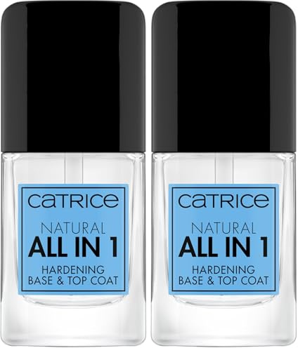 Catrice Natural All in 1Hardening Smalto Unghie Base & Top Coat, protettivo, lucida, brillante, traslucida (10.5ml) (Confezione da 2)