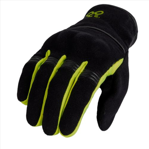 Moore Guantes de Moto Speed Negro/Fluo – Verano, Protecciones CE Nivel 1, Tejido Transpirable, Compatibles con Pantallas Táctiles.