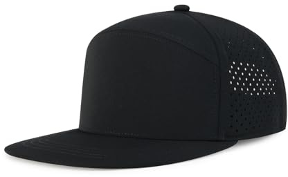 BOTVELA Men Flat Brim Snapback Adjustable Performance Hat Laser Perforated Baseball Cap