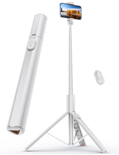 ANXRE 180cm Trípode Palo Selfie, NT79 Trípode para Movil Monopies con Control Remoto para Móvil y Cámara Compatible con iPhone/Samsung/Gopro/Cámara (Blanco)