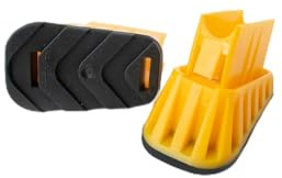 DRABEST - rutschfeste Leiterfüße für Haushaltsleitern - 33x20x50mm / 40x20x50mm - 4 Stück - mit Gummi Zusatz - Antirutschfüße, Ersatzfüße für Leiter, zum Schutz des Bodens vor Kratzern - Schwarz-Gelb