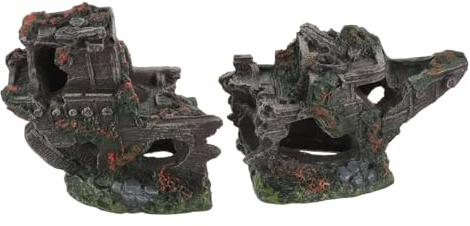 TOYANDONA Aquarium Dekoration Aus Kunstharz Schiffs Wrack Für Aquarien Versteck Im Aquarium Für Kleine Aquarien Natürliche Atmosphäre Stabiler Boden Sicherer Einsatz