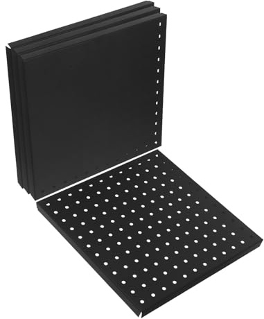 SAFIGLE 4 pièces Panneaux Perforés Muraux Métal Noir pour Garage et Atelier Organiseur Outils Mural Robuste pour Rangement Modulable Cuisine Bureau