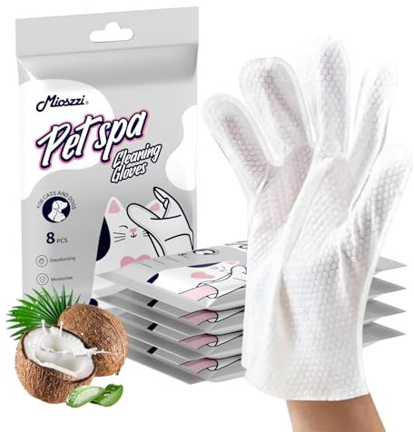 MIOSSZI 40 pcs Pet Gloves Wipes for Dogs & Cats Wipes Cleaning Deodorizing Hypoallergenic No-Rinse Pet Grooming Wipes Unscented Extra Thick Bathing Wipes for Pet Dry Cleaning Daily Care and Travel