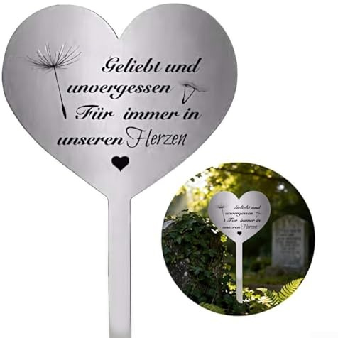 Decorazione per tomba a forma di cuore in acciaio inox per esterni, con materiale antiruggine e design elegante, adatta per tombe (D)