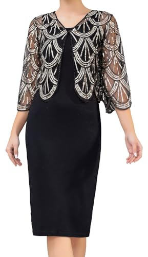 Clumanbbl Schultertuch Damen Bolero Festlich 1920er Kleider Schal Kaschmir Glitzer Pailletten Umhang Schal, Stola Für Abendkleid, Stole, Hochzeit Abendkleider Abend Party