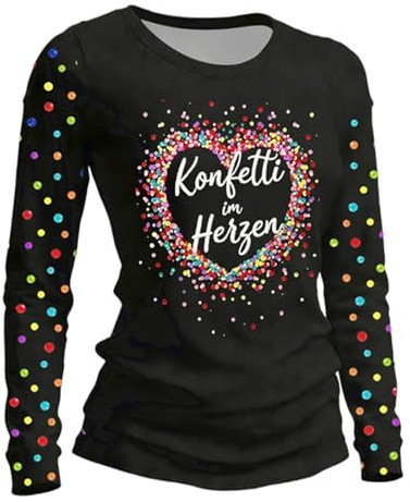 Fasching Shirt Damen konfetti im Herzen kostüm konfetti im Herzen bügelbild t-Shirt Damen kostüm Faschings t-Shirt