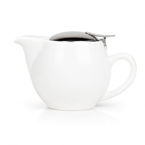 350ML Ceramic Teapot with Infuser Removable,Tea Pot Infusers for Loose Teas,Small Teapot with Lid for Blooming & Loose Leaf Tea,Ideal for Daily Drinking At Home Or in The Office(White)