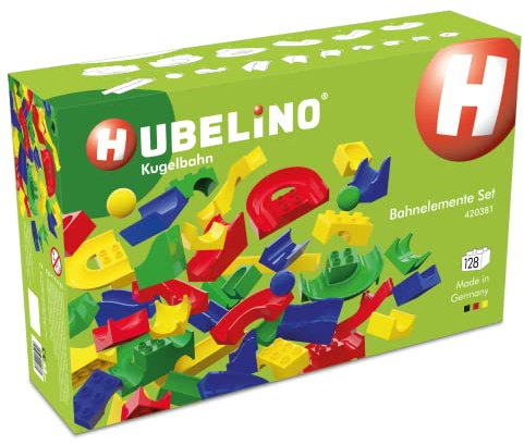 Hubelino 420381-128-teiliges Bahnelemente Set Kugelbahn, Kompatibel