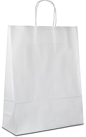 Papiertüten weiß mit Kordel-Henkel I 100 Stk. 32+12x41cm I Papiertragetasche für Einzelhandel, Hochzeit, Geburtstag, TO-GO I Geschenktüten aus Kraftpapier I HUTNER