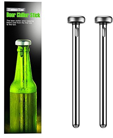 Bayram® Flaschenkühler aus Edelstahl 2 Stück | Wiederverwendbare Getränke Kühler | Fda Zertifikat | Chiller Stick Geschenk für Männer | Ice Cold Chilled Flaschen Getränk (Normal)