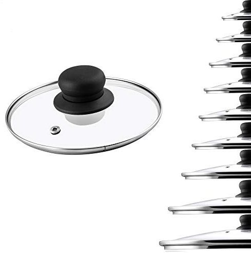 KADAX Coperchio Transparente in Vetro Resistente al Calore con Pomello in Plastica per Pentole e Padelle, Accessorio Essenziale per la Cucina (14 cm)