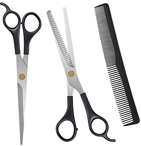 URAQT Professional Hairdressing Kit - Hair Cutting and Comb Set With Stainless Steel Thinning/Texturizing Scissors for Salon/Home/Pet