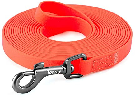 Toozey Wasserdicht Schleppleine für Hunde, 5m/10m/15m/20m - Robuste & Reißfeste Hundeleine mit Handschlaufe und Karabiner, Wetterfest Trainingsleine für Große bis Kleine Hunde, Neon Orange