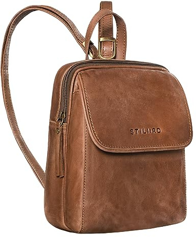 STILORD Valentina Vintage Damenrucksack Klein Leder Daypack Rucksack für Frauen Rucksackhandtasche für City Ausgehen Shopping Damen Tagesrucksack Echtleder Farbe:schwarz