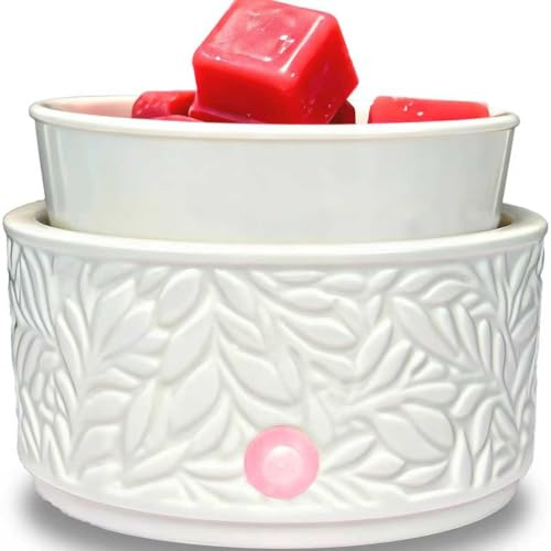 Wax Melt Warmer 3-in-1 Electric, Ceramic Wax Burner for Scented Wax, Scented Wax Melter & Essential Oil Burner for Home Aromatherapy, White