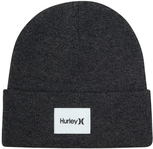 Hurley Men's Winter Hat - Seaward Patch Cuffed Beanie, Size One Size, Charcoal Heather